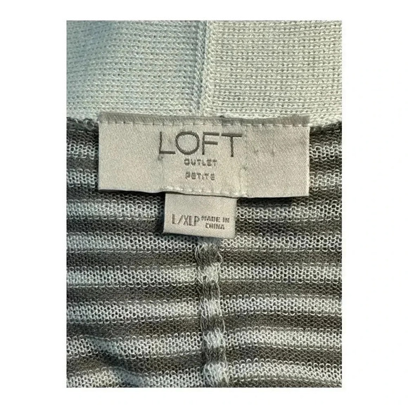 LOFT Women's Striped Short Sleeve Open Cardigan Sweater Petite L/XL Multicolor - Picture 7 of 7